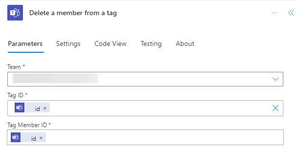"Delete a member from a tag" action Screenshot